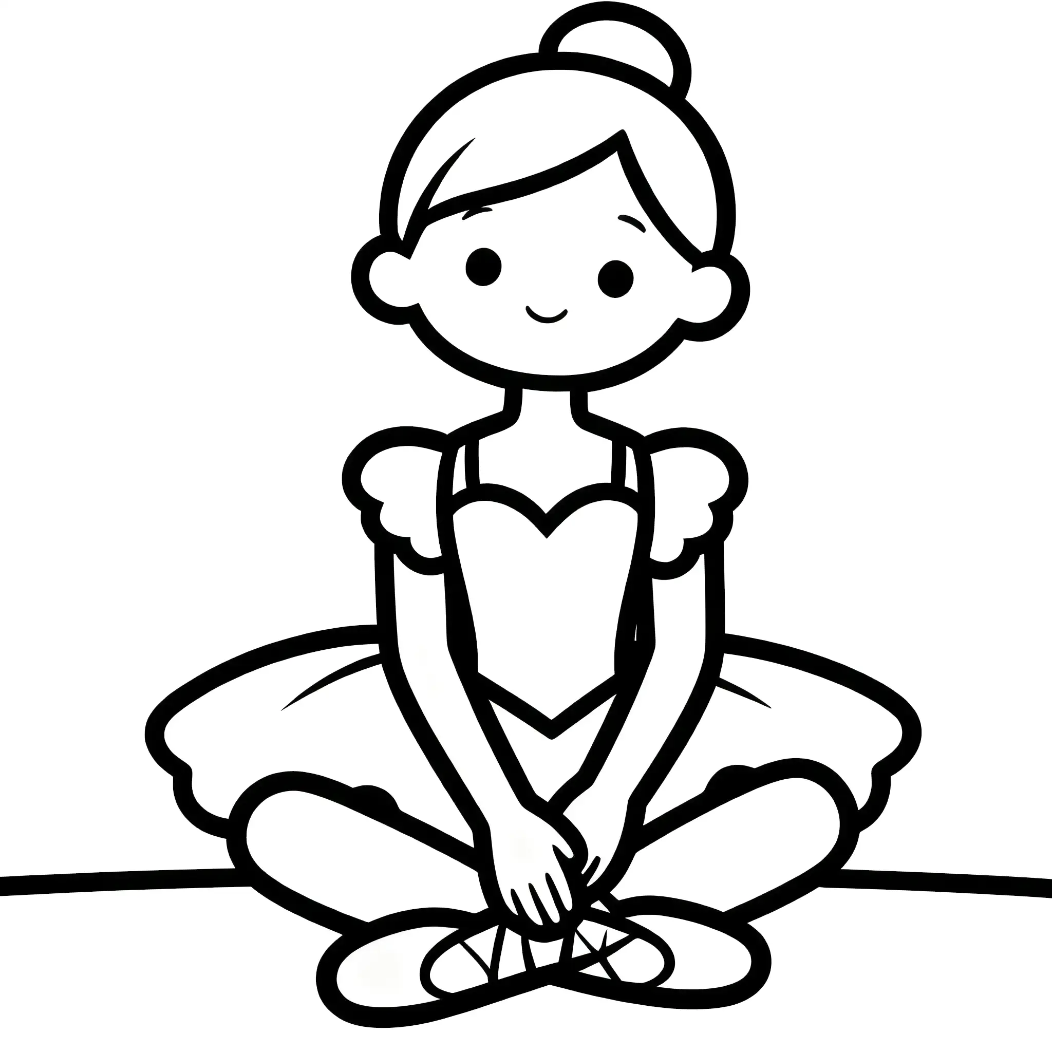Cute Sitting Ballerina Coloring Page for Kids