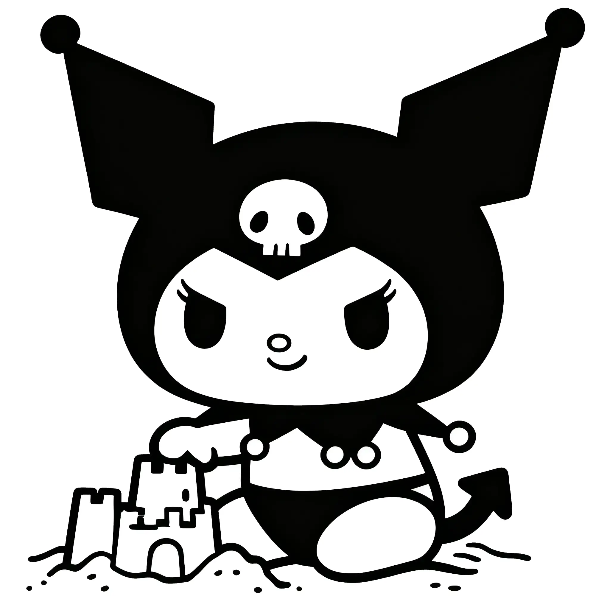 Kuromi's Sandcastle Masterpiece Coloring Page