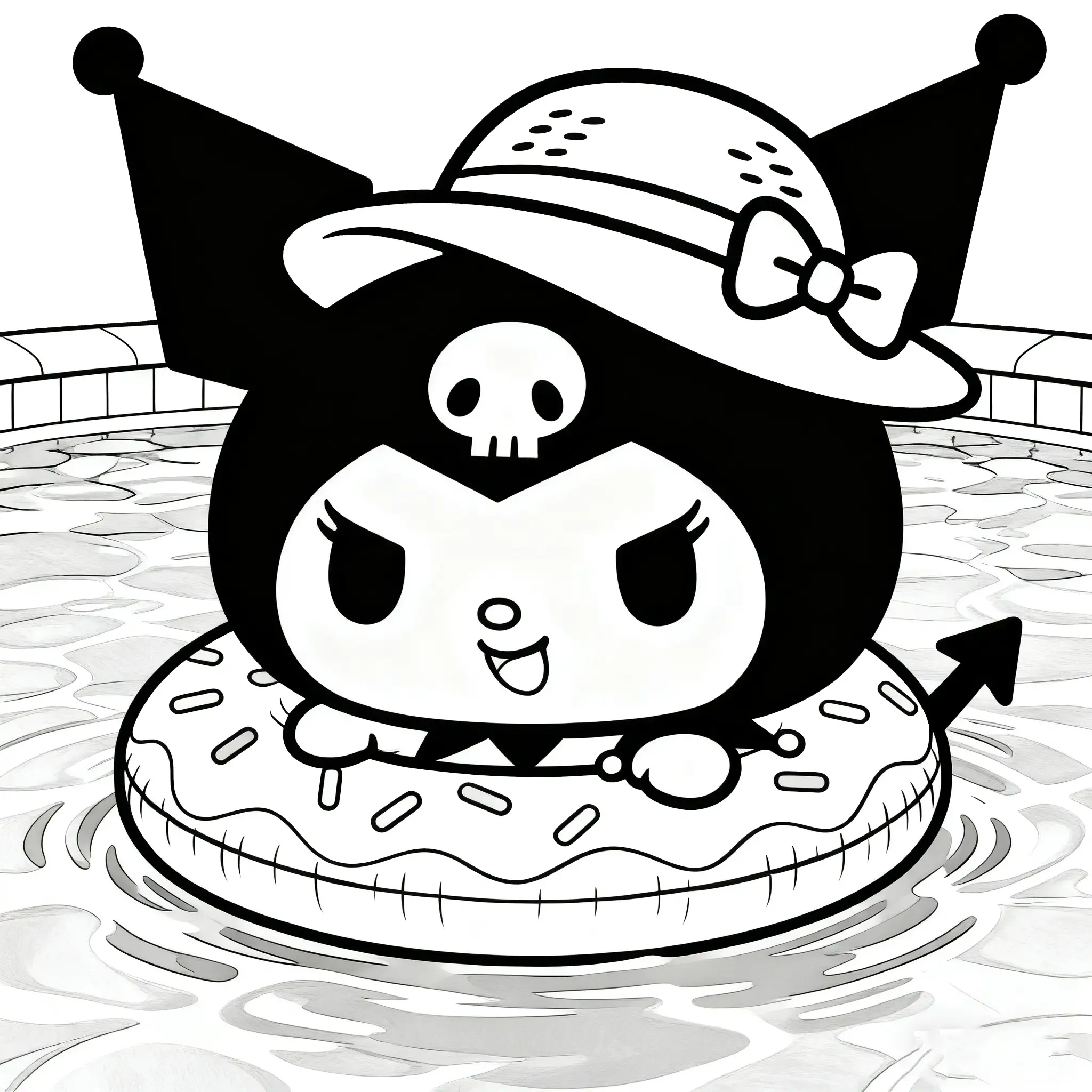 Kuromi's Pool Party Fun Coloring Page