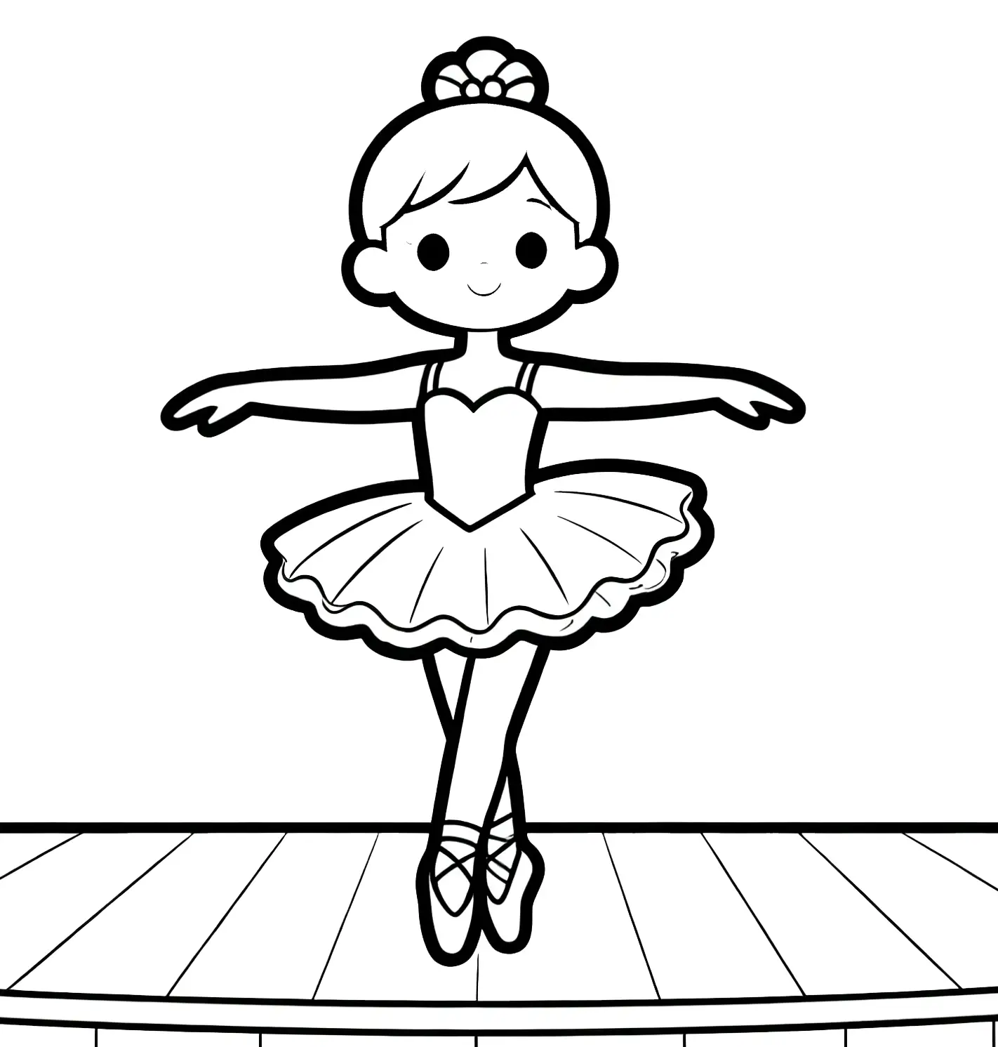 Classic Ballerina Pose on Stage Coloring Page