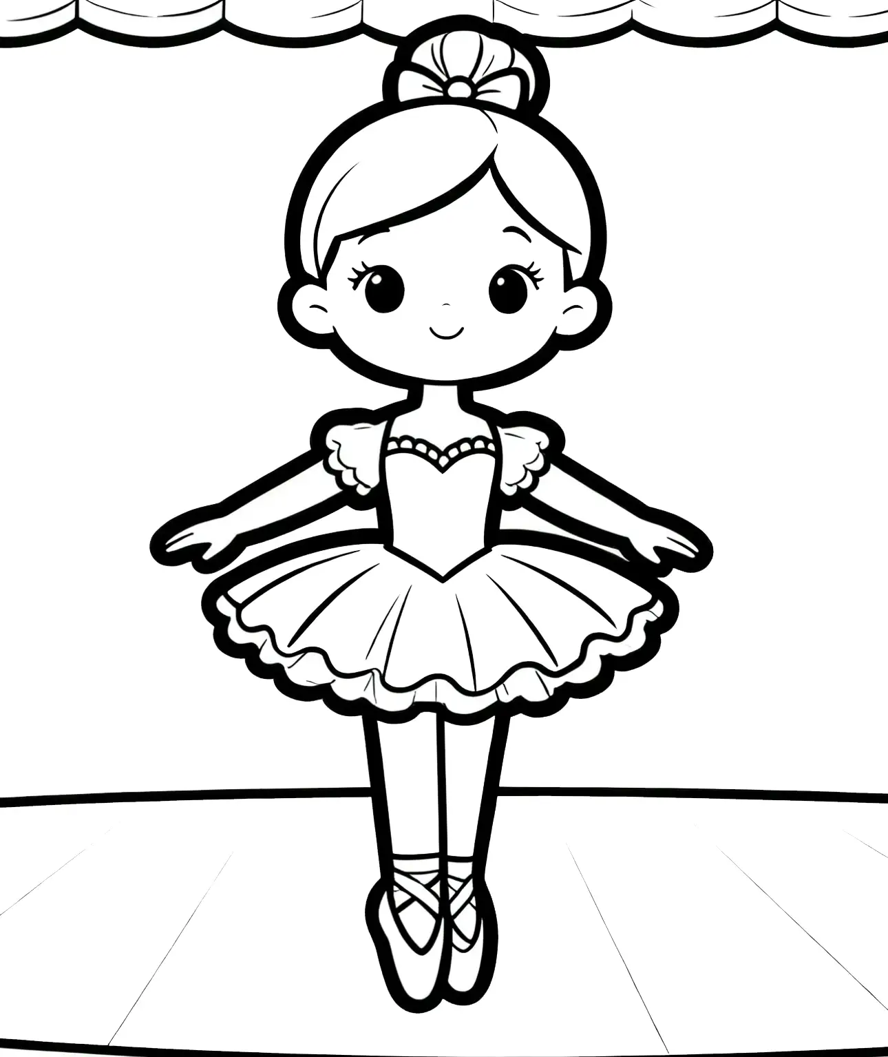 Simple Ballerina on Pointe Coloring Page
