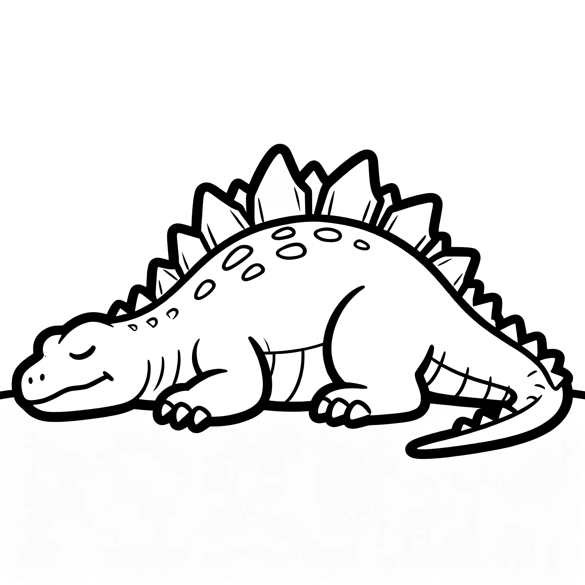 Sleeping Stegosaurus Dinosaur Coloring Page