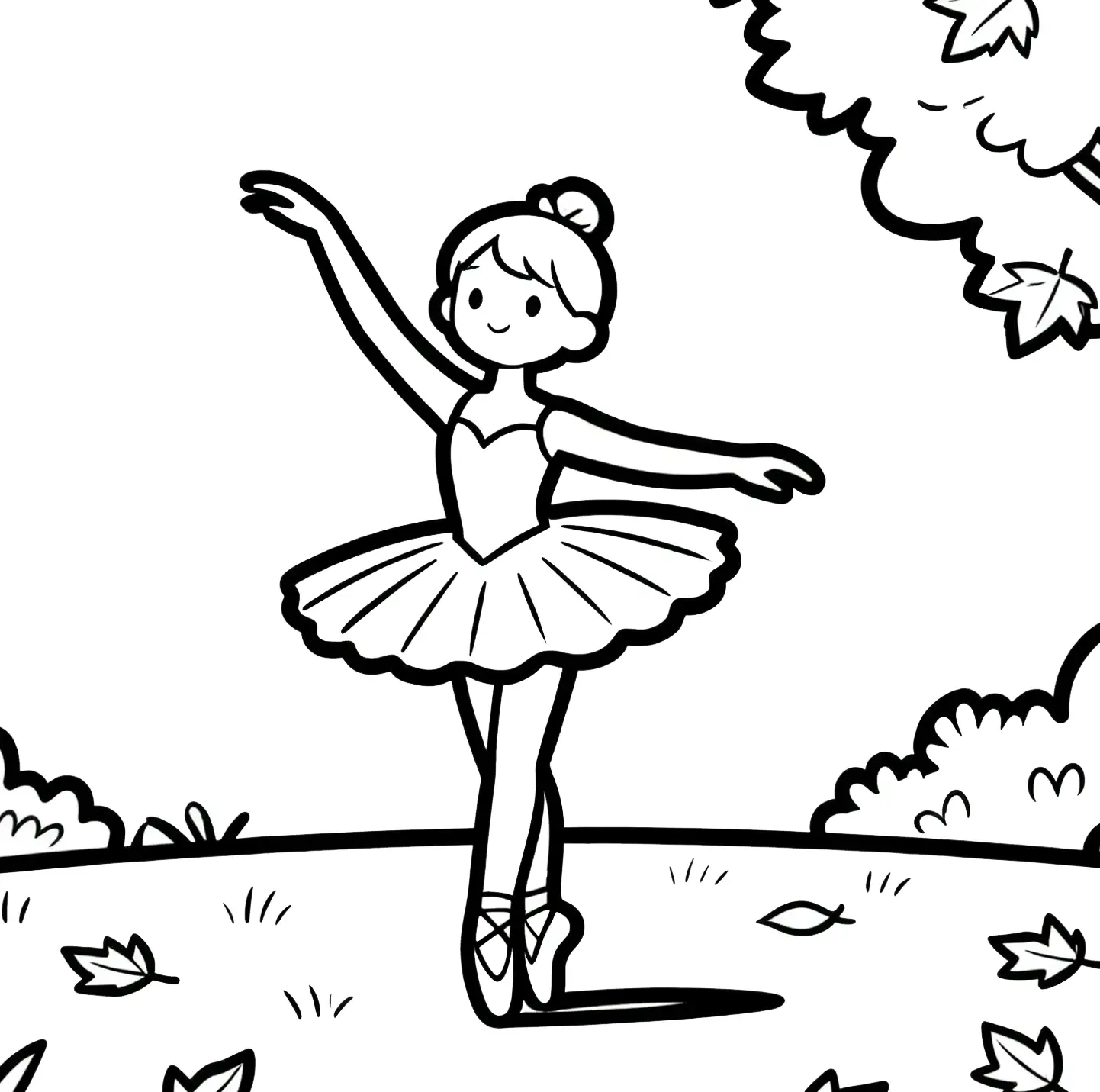 Enchanting Forest Ballerina Coloring Page