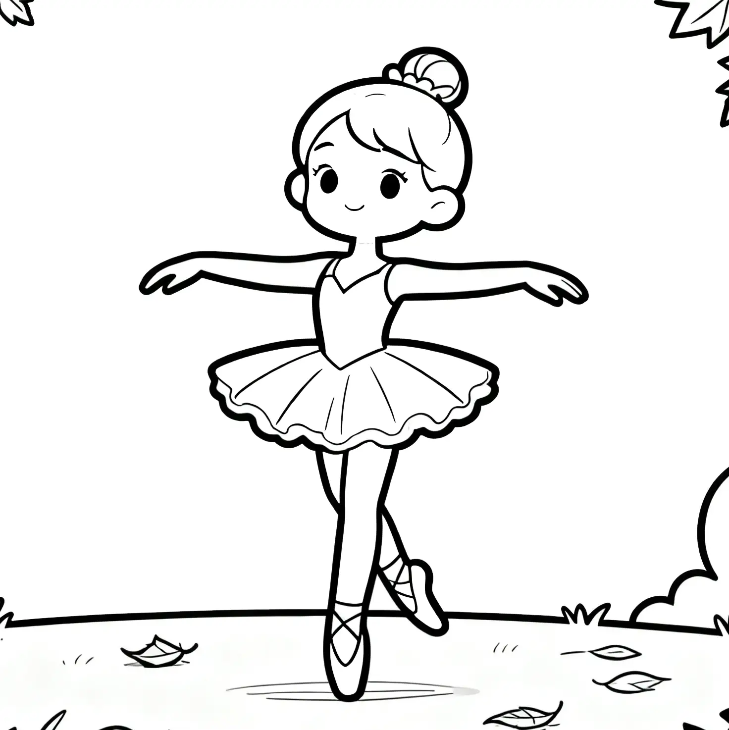 Ballerina in the Park Coloring Page