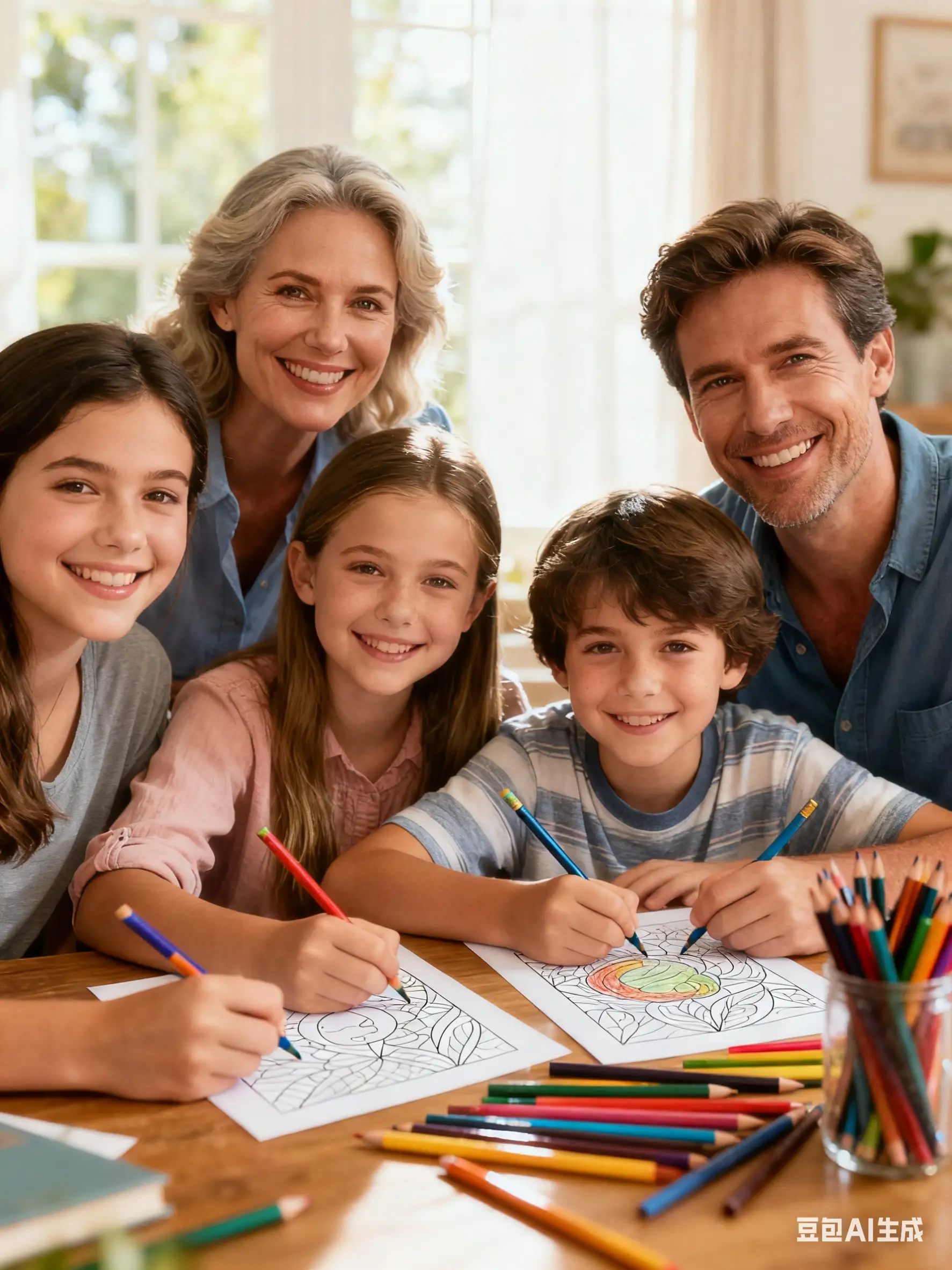 Families painting coloring pages