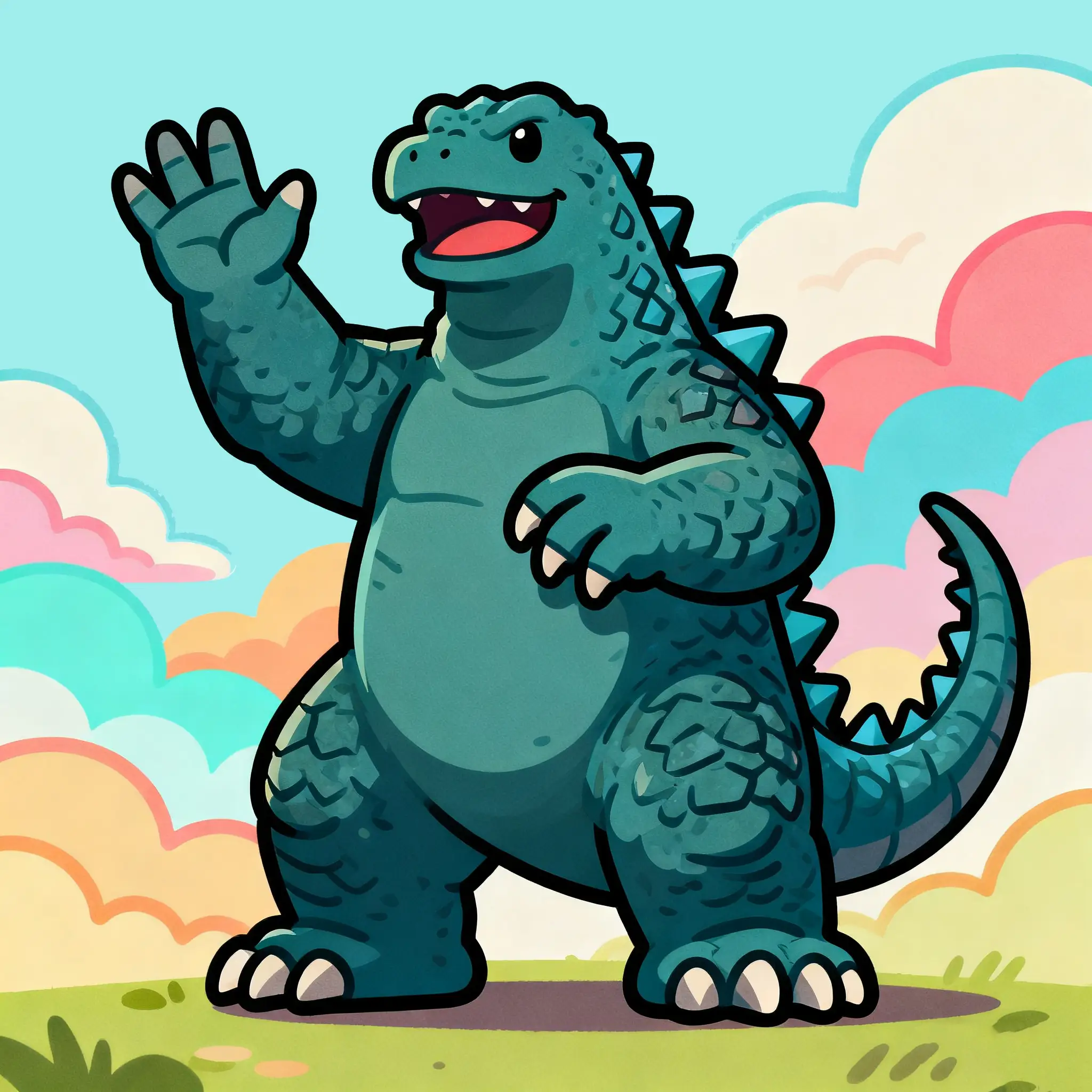 Godzilla roaring over a city