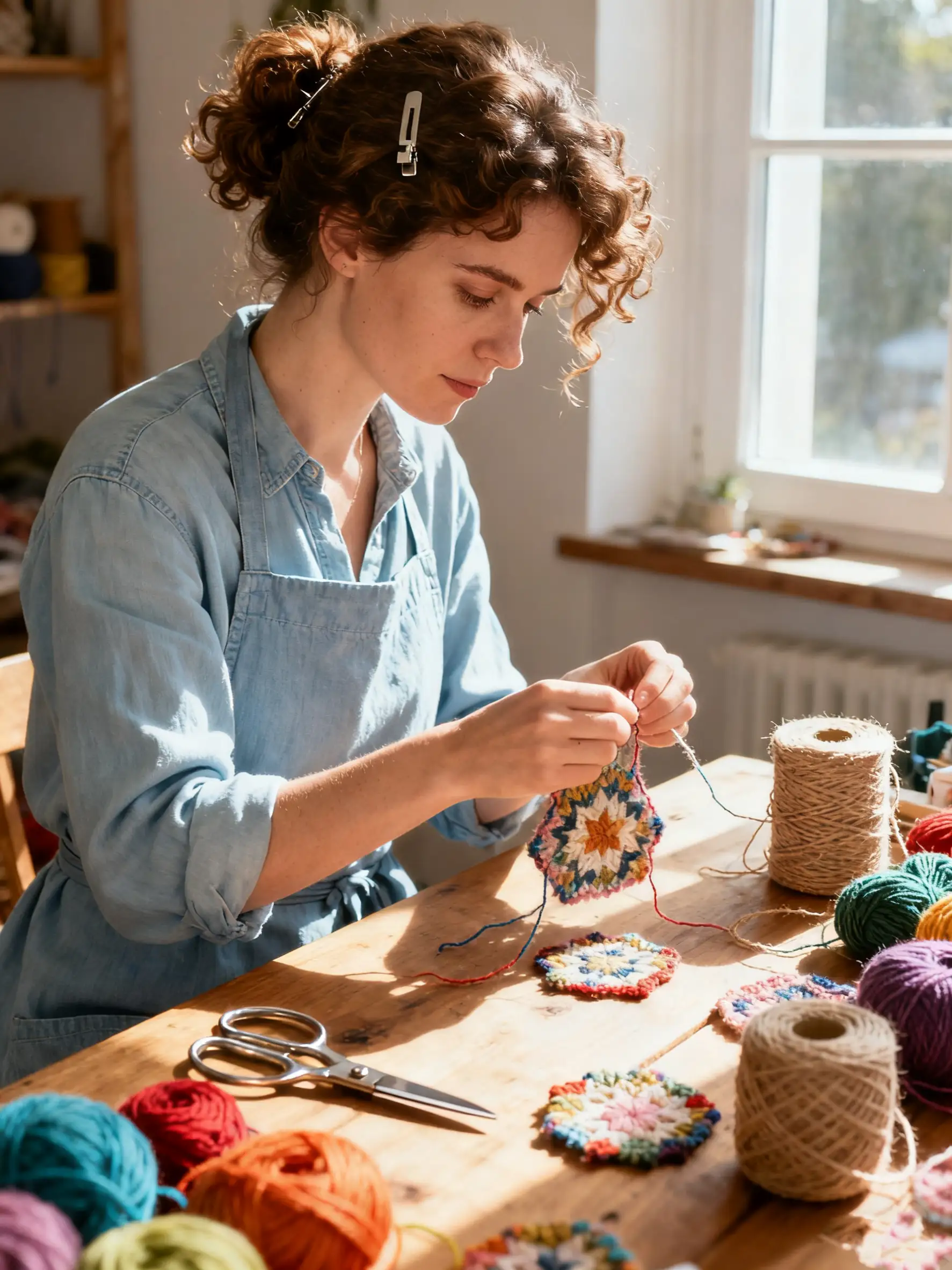 Woman making crafts