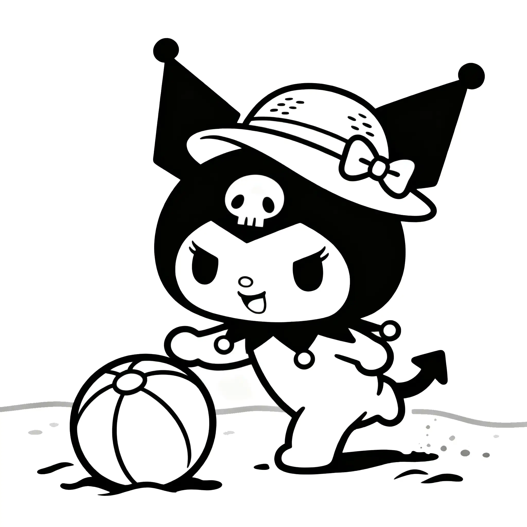 Kuromi's Beach Day Fun Coloring Page