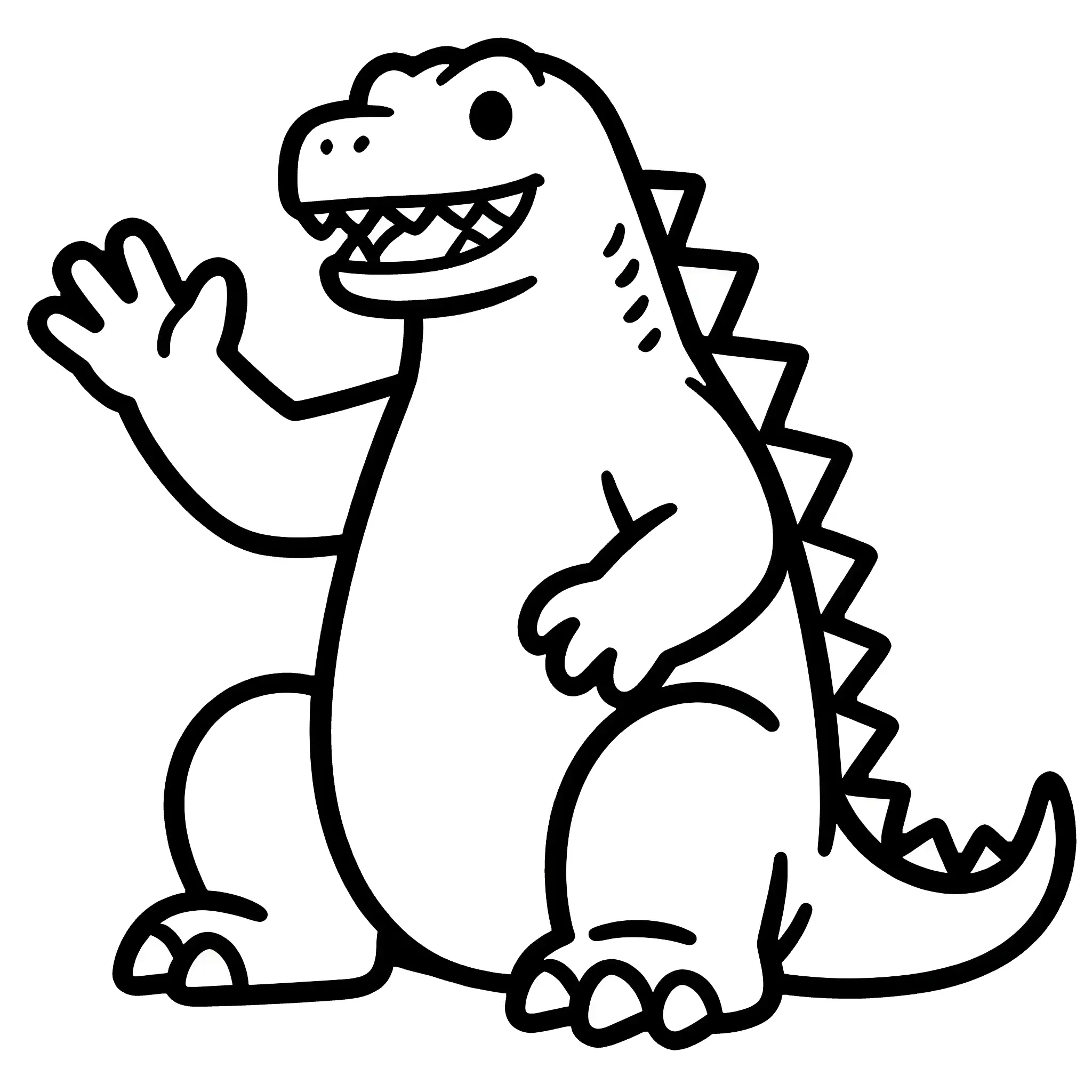Friendly Waving Godzilla Coloring Page