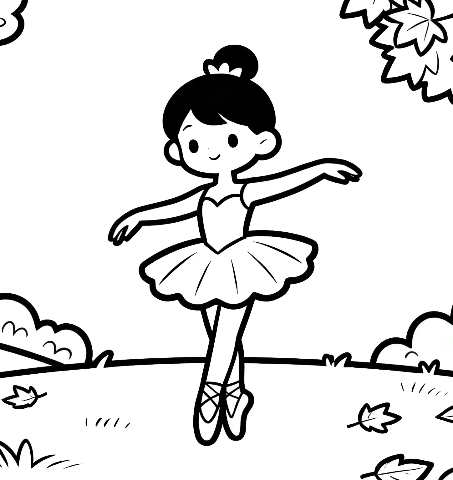 Autumn Dance Ballerina Coloring Page