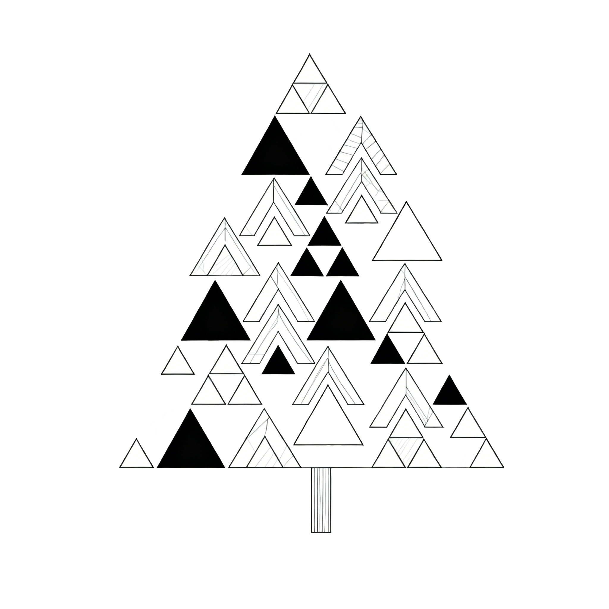 Geometric Christmas tree coloring page