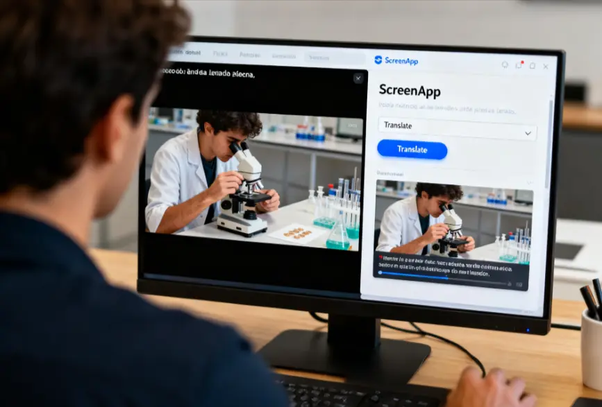 Language learner studying