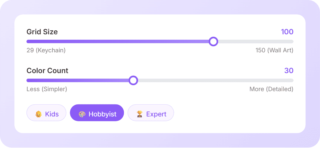 Customizable pixel beads pattern options and settings